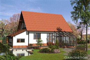  Projekt domu Krab-2 z oranżerią (KRD1780) - projekt domu parterowego z poddaszem - Zdjęcie 1