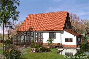 Projekt domu Krab-2 z oranżerią (KRD1780) - projekt domu parterowego z poddaszem - Zdjęcie 2