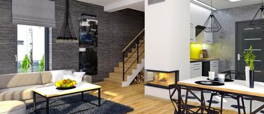 schody wewnętrzne w domu z projektu Eco 4 z garażem 1-st. [A] WRF1481