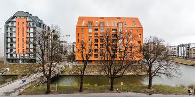 House (jako celek) se sprchou s manželskou postelí s výhledem na řeku - Dwie Motławy 20/47^, foto 1