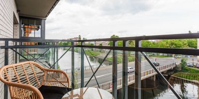 House (jako celek) se sprchou s manželskou postelí s výhledem na řeku - Dwie Motławy 20/32^, foto 1