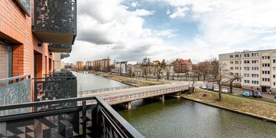 House (jako celek) se sprchou s manželskou postelí s výhledem na řeku - Dwie Motławy 20/35^, foto 1