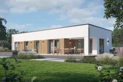 Zdjęcie Dom prefabrykowany P.13 z dachem płaskim z garażem