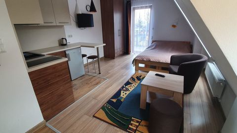 Apartament 2-osobowy z balkonem z aneksem kuchennym z 1 pomieszczeniem sypialnianym