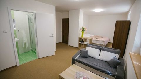 Apartament 2-osobowy z prysznicem ze wspólnym aneksem kuchennym (możliwa dostawka)