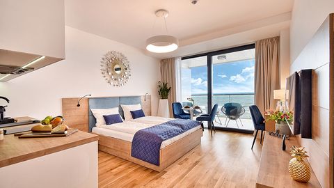 Apartament 2-osobowy z tarasem z widokiem na morze z 1 pomieszczeniem sypialnianym