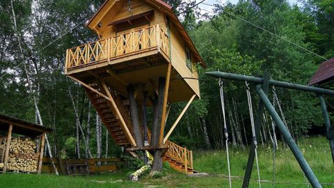 Domek drewniany 4-osobowy z dostępem do ogrodu z widokiem na góry