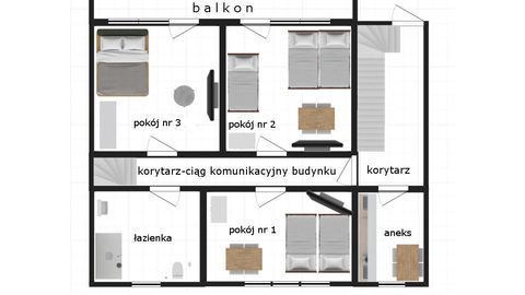 Apartament 7-osobowy ze wspólną łazienką ze wspólnym aneksem kuchennym z 3 pomieszczeniami sypialnianymi