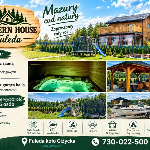 Domek Western House Giżycko Fuleda z Sauna i Jacuzzi