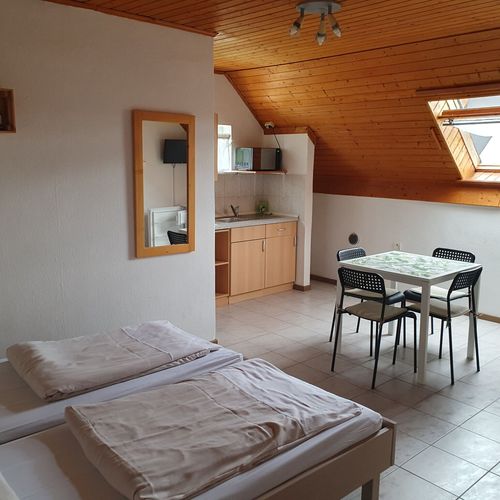 Apartament cu aer condiționat cu duș cu 2 camere pentru 4 pers. (se poate solicita pat suplimentar)