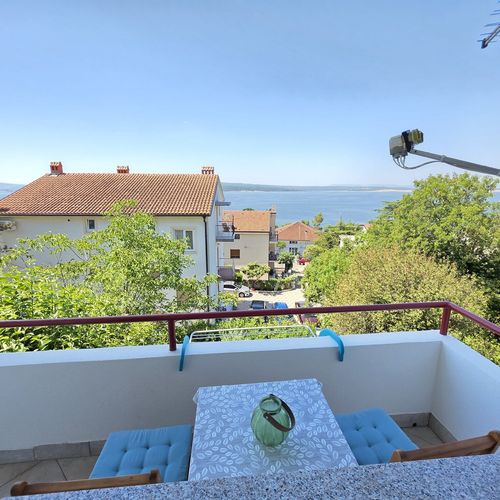 Apartman s balkónem s manželskou postelí s 1 ložnicí s výhledem na moře (s možností přistýlky)