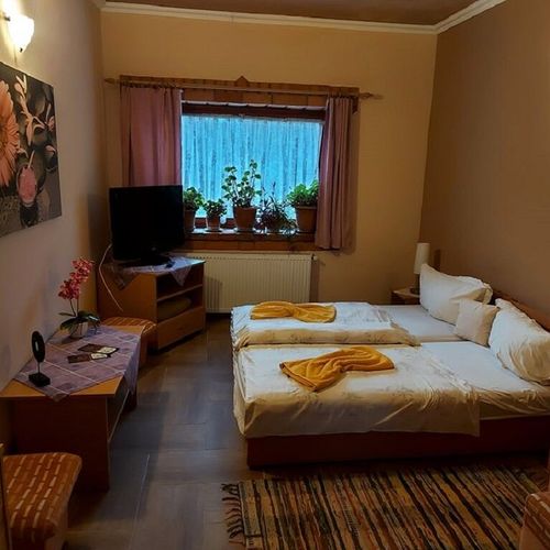 Camera tripla la parter cu vedere spre grădină (se poate solicita pat suplimentar)