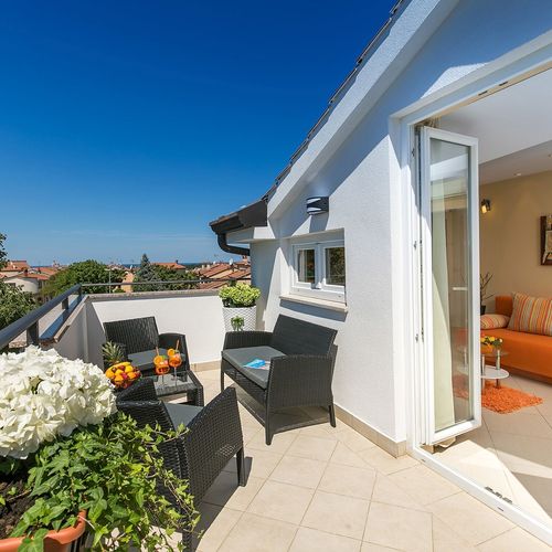 Apartament cu aer condiționat cu terasă cu 1 camera pentru 2 pers. A-6923-a