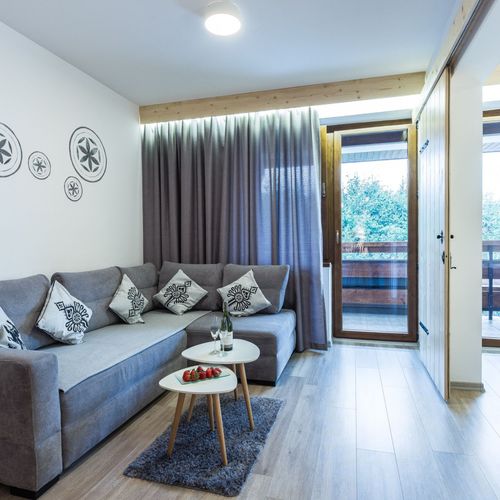 Apartament la parter cu vedere spre munte cu 2 camere pentru 4 pers.