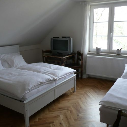 Pokoj se sprchou s manželskou postelí (s možností přistýlky)