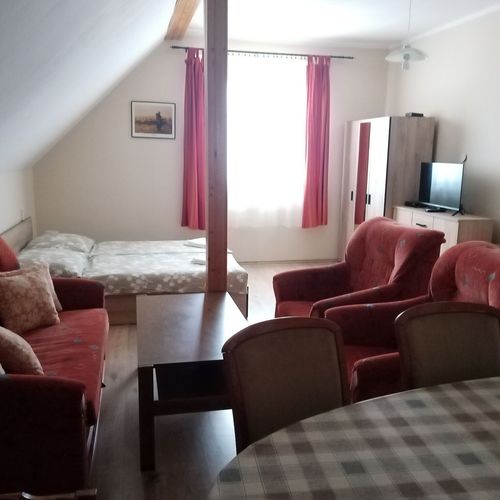 Apartament familial(ă) la mansardă cu 1 camera pentru 3 pers. (se poate solicita pat suplimentar)