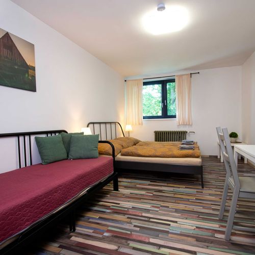 Pokoj se sprchou  s manželskou postelí (s možností přistýlky)
