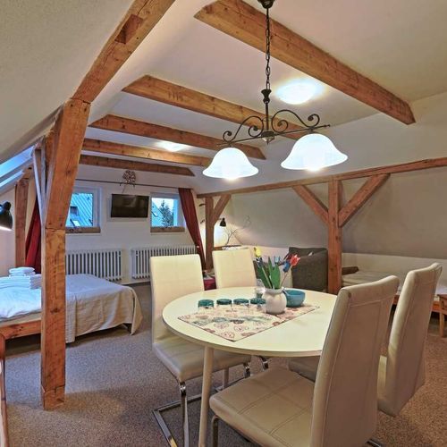 Pokoj pro 5 os. s výhledem na sjezdovku v podkroví