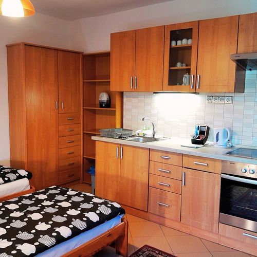 Apartament la parter cu chicinetă proprie cu 1 camera pentru 2 pers. (se poate solicita pat suplimentar)