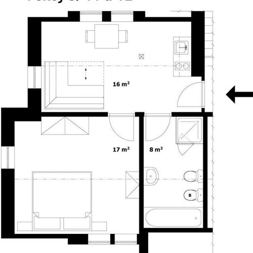 Apartman se sprchou s vlastní kuchyňkou pro 4 os.