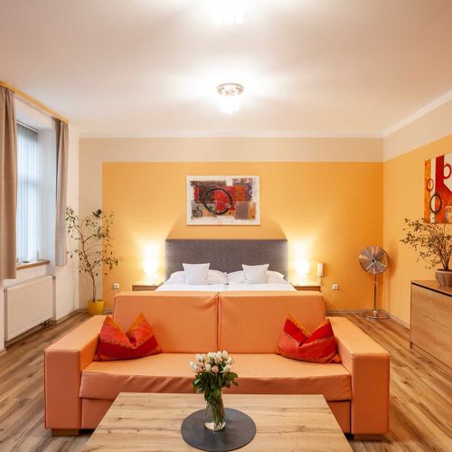 Apartament 2-osobowy z prysznicem z aneksem kuchennym z 1 pomieszczeniem sypialnianym (możliwa dostawka)