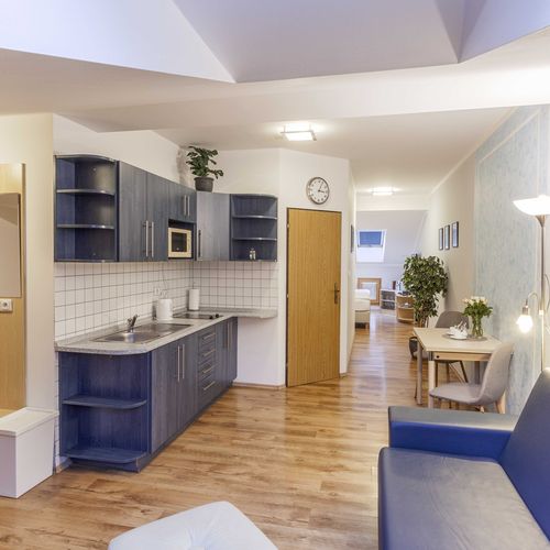 Apartament 2-osobowy z prysznicem z aneksem kuchennym z 1 pomieszczeniem sypialnianym (możliwa dostawka)