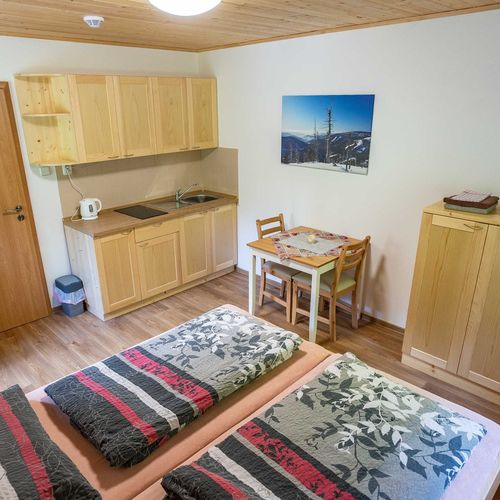 Apartman s vlastní kuchyňkou s manželskou postelí s 1 ložnicí s výhledem na les