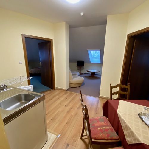 Apartament 5-osobowy na poddaszu z widokiem na ogród z 2 pomieszczeniami sypialnianymi