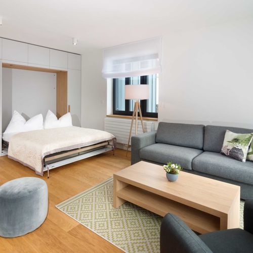 Apartament cu terasă cu vedere spre munte cu 2 camere pentru 4 pers. (se poate solicita pat suplimentar)
