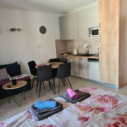 Apartament la parter cu vedere spre mare cu 1 camera pentru 2 pers.