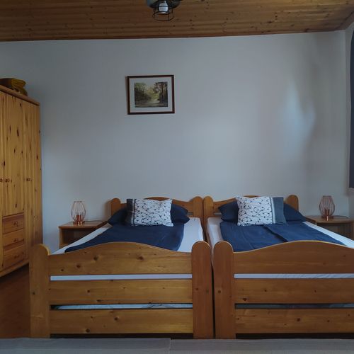Camera twin la etaj cu vedere spre grădină