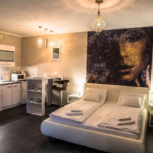 Apartman s manželskou postelí s 1 ložnicí s výhledem do zahrady na přízemí (s možností přistýlky)