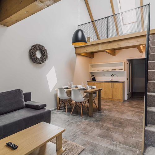 Apartman se sprchou s vlastní kuchyňkou s manželskou postelí s 1 ložnicí (s možností přistýlky)