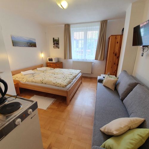 Pokoj s privátní koupelnou mimo apartmán s manželskou postelí na přízemí