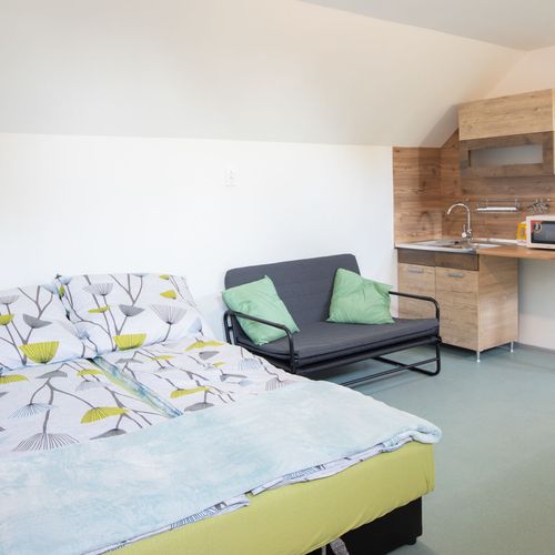 Apartament 2-osobowy na poddaszu z klimatyzacją z 1 pomieszczeniem sypialnianym (możliwa dostawka)