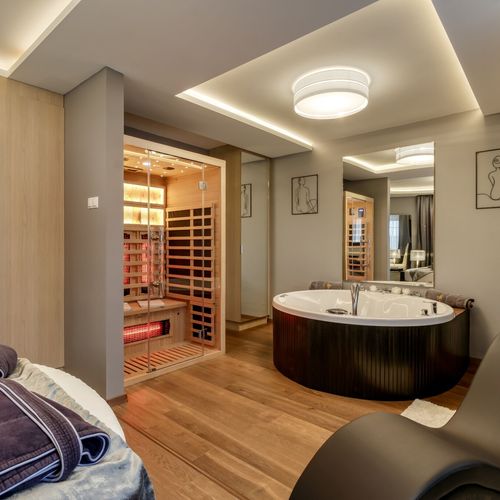 Apartman se saunou s manželskou postelí s 1 ložnicí přízemní
