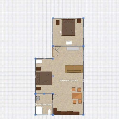 Apartament la mansardă cu aer condiționat cu 2 camere pentru 6 pers.