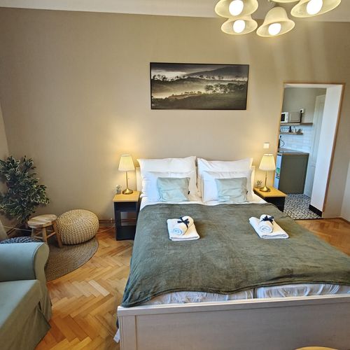 Apartman se sprchou s vlastní kuchyňkou s manželskou postelí s 1 ložnicí