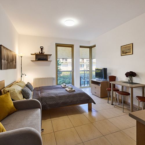Apartament 3-osobowy na parterze z balkonem z 1 pomieszczeniem sypialnianym
