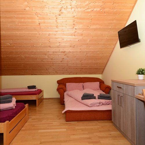 Camera twin la etaj cu duș (se poate solicita pat suplimentar)