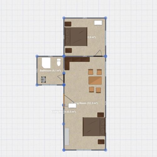 Apartament la parter cu aer condiționat cu 2 camere pentru 6 pers.