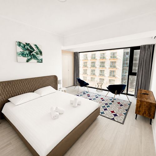 Apartament superior cu vedere parțială spre mare cu 2 camere pentru 4 pers.