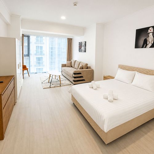 Apartament superior cu vedere parțială spre mare cu 2 camere pentru 5 pers.