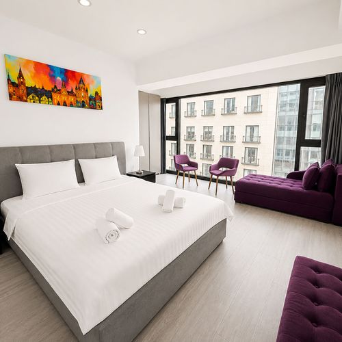 Apartament superior cu vedere parțială spre mare cu 2 camere pentru 4 pers.