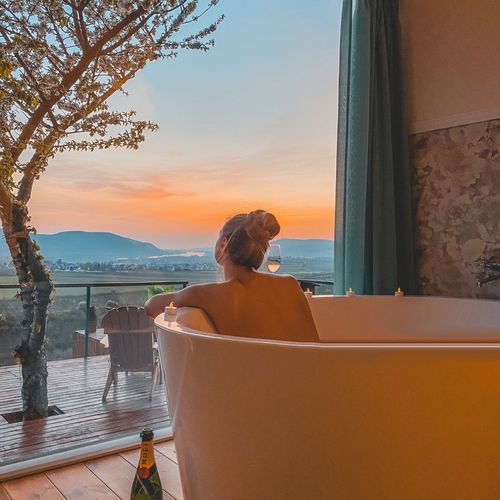 Romantik Apartman (jako celek) s manželskou postelí s panoramou