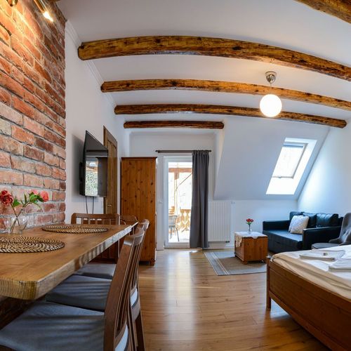 Apartament cu terasă cu vedere spre pădure cu 1 camera pentru 2 pers. (se poate solicita pat suplimentar)
