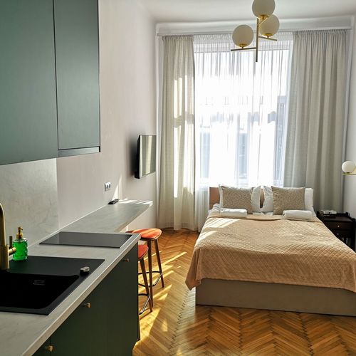 Apartament 2-osobowy z balkonem z widokiem na miasto z 1 pomieszczeniem sypialnianym