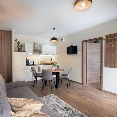 Apartament la parter cu vedere spre oraș cu 2 camere pentru 4 pers.