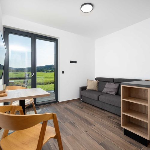 Apartament cu duș cu terasă cu 1 camera pentru 2 pers. (se poate solicita pat suplimentar)