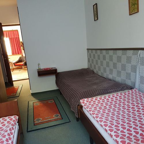 Camera tripla cu vedere spre grădină cu vedere spre curte